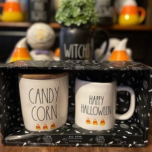 Rae Dunn Halloween Canister & Mug Set - Candy Corn Design